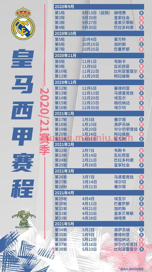2021年皇马赛程表（皇马赛程20192020）