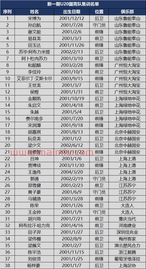 中国队国家队足球排名表（中国国家队足球大名单）
