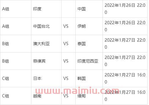 2022年足球比赛时间表