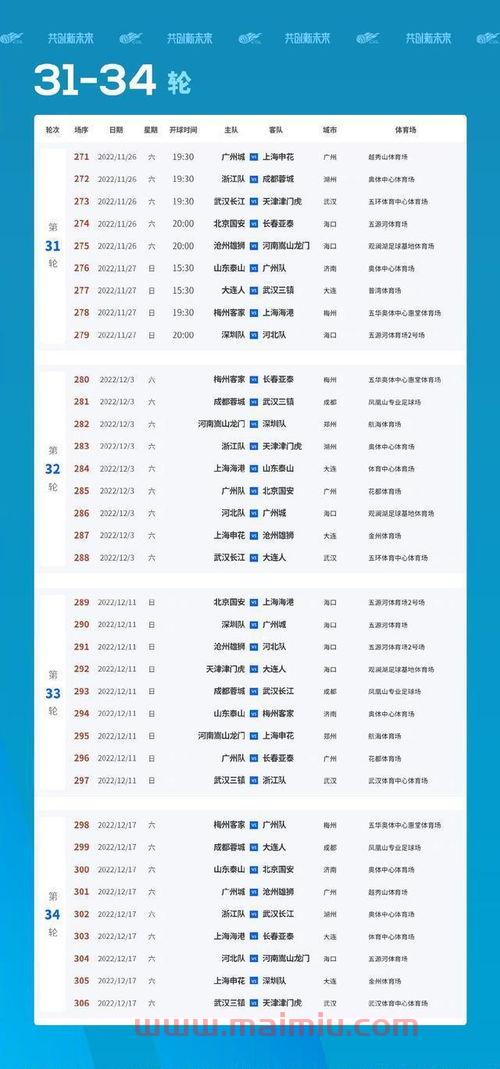 中超联赛赛程2022年比赛视频直播时间